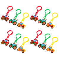 12Pcs Farm Vehicle Keychains Tractor Bulldozer Excavator Construction Theme Agricultural Truck Engineering Equipment Boys