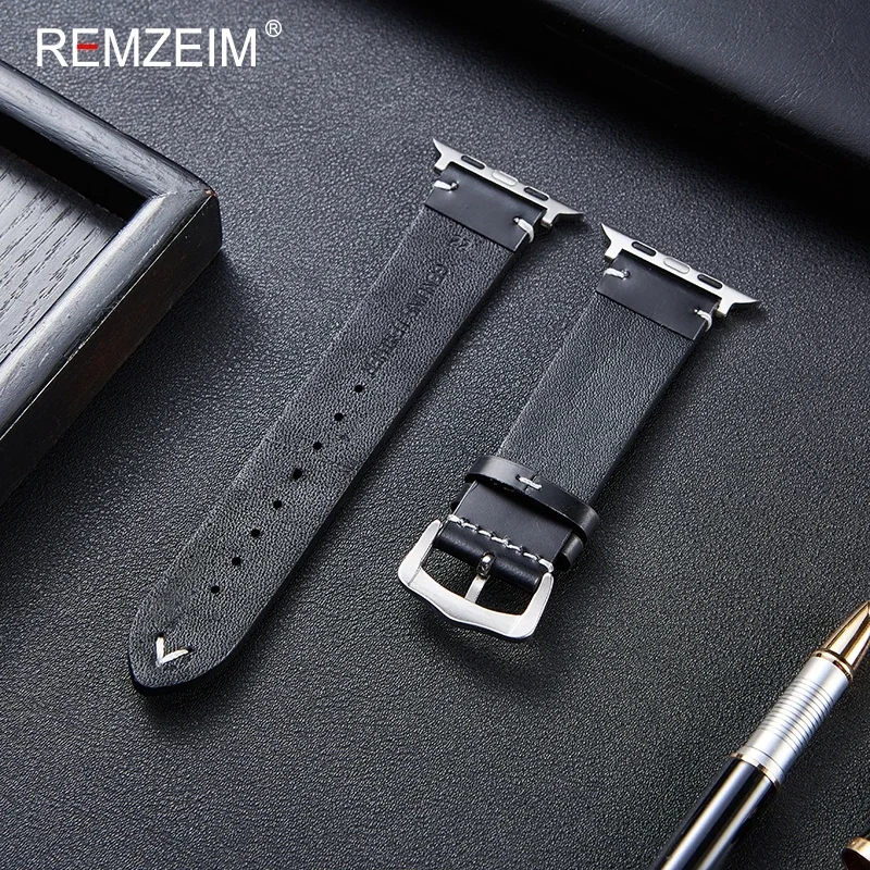 Apple Watch用オイルワックスレザーストラップ,iwatchシリーズ7, 5,se,iwatch,45mm, 41mm, 44mm, 40mm, 42mm, 38mm, 49mm 6、8、9ウルトラ2