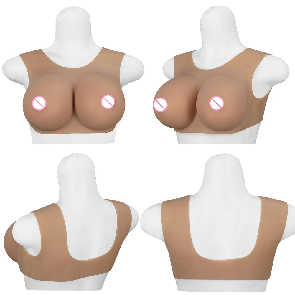 EYUNG Fake Chest Breast Plate Silicone Breast Forms For Summer Wear Hollow Back False Chest Fake Silicone Boobs For Transgender