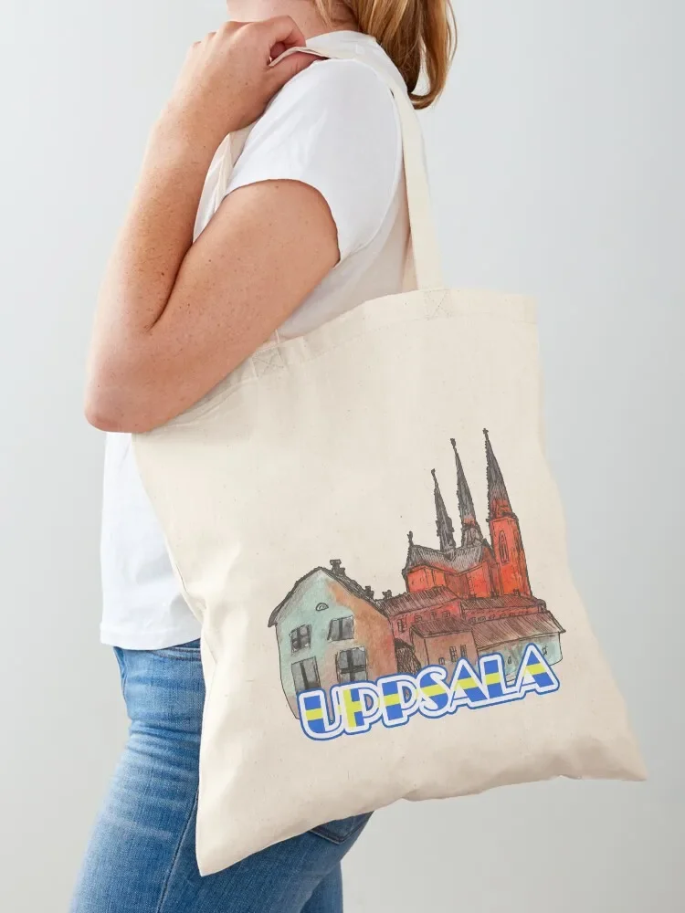 Watercolor of Uppsala cathedrale, Sweden, souvenir Tote Bag women bag shopper bag woman Women's handbag