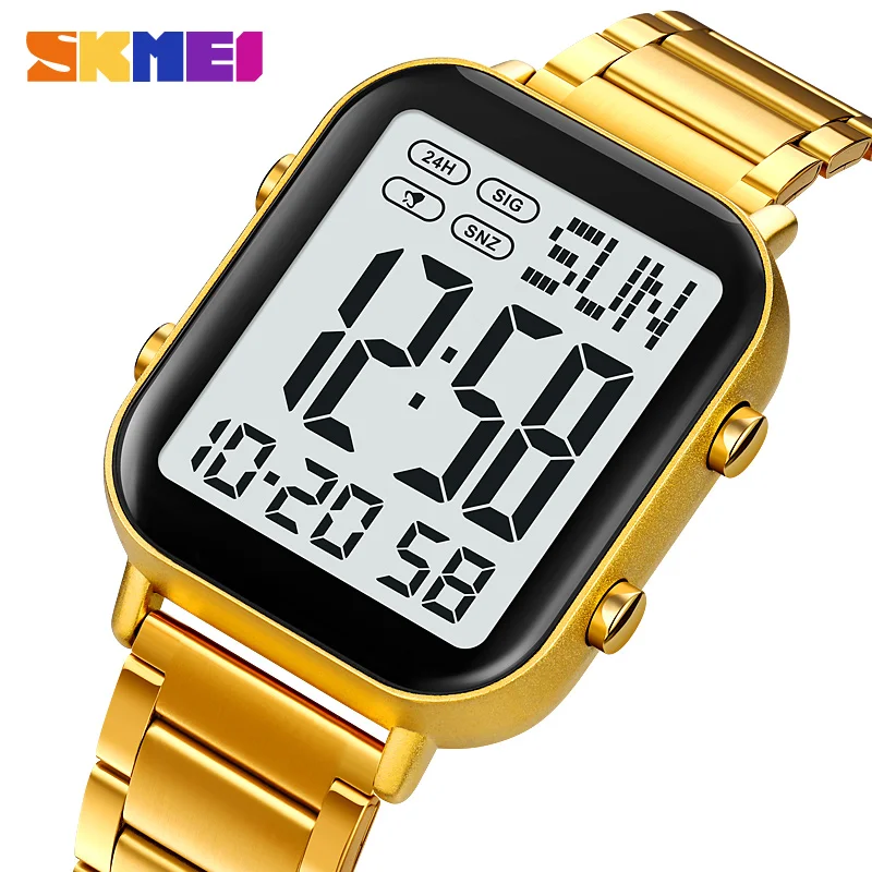 

SKMEI Mary Gold Genuine Men's Electric Watch Life Waterproof Stainless Steel Watch Double Time Stopwatch Timer Alarm 2259