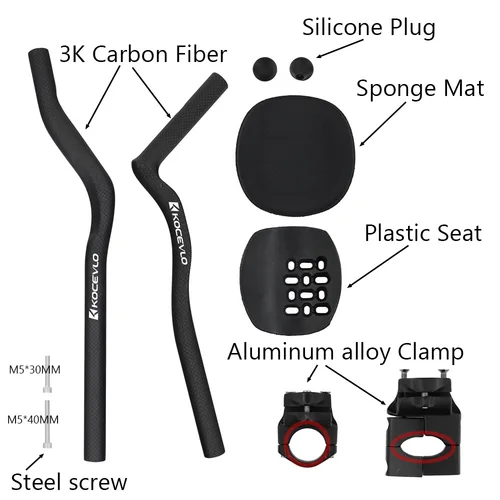 Imagen 2 del producto KOCEVLO-mango de apoyo TT extendido para manillar Aero, piñón fijo para bicicleta de carretera, triatlón, tiempo de prueba, carbono