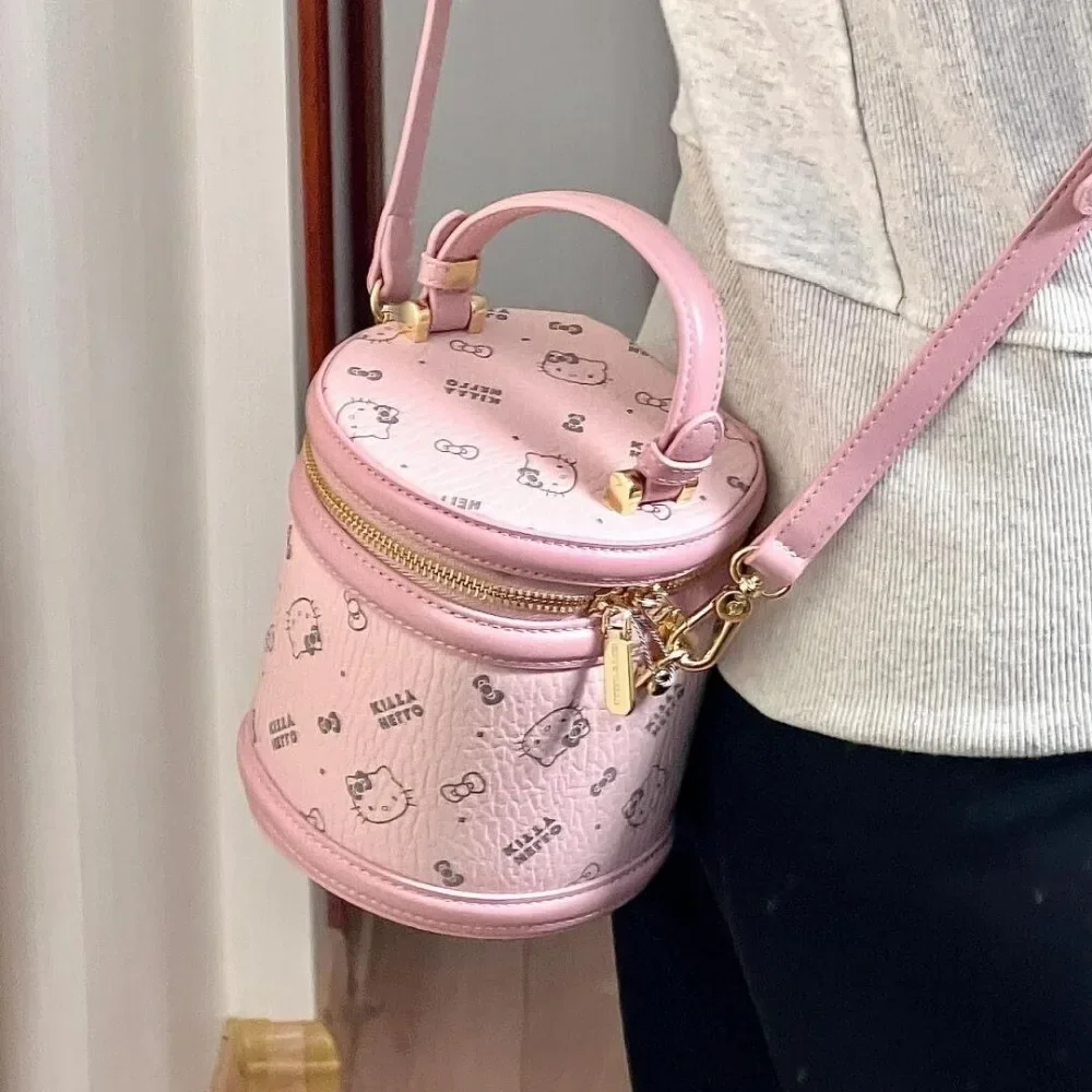 

Hello Kitty Bucket Bag Cute Cartoon Printing Printed Texture Messenger Bag New Fashion Delicate Personality Versatile Clutch Bag