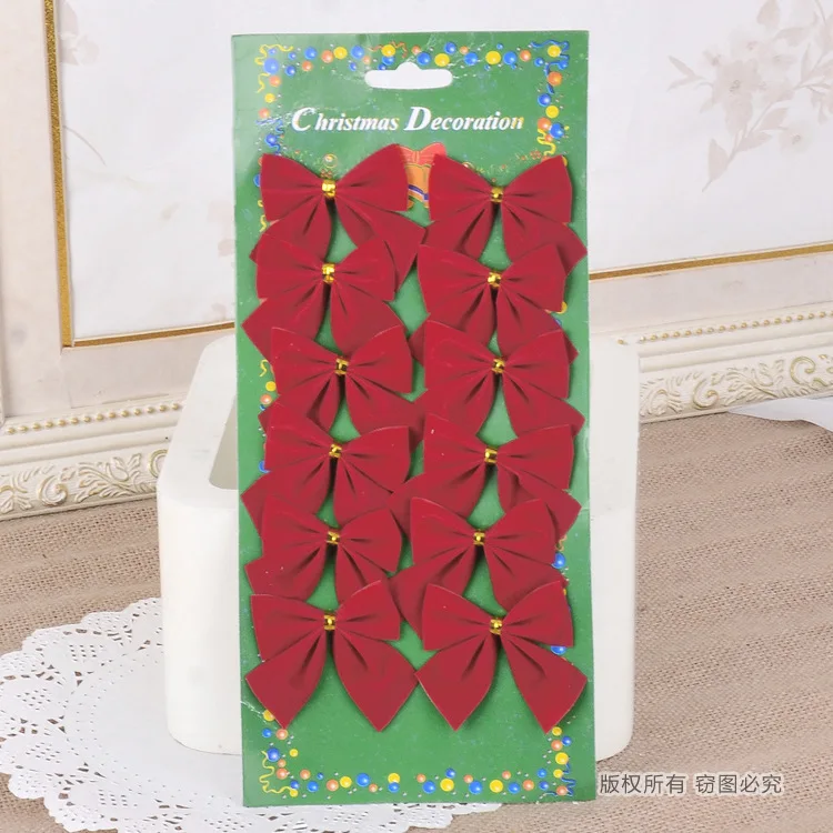 

12pcs Small Red Bow Christmas Tree Ornaments Decorations Xmas Hanging Accessories
