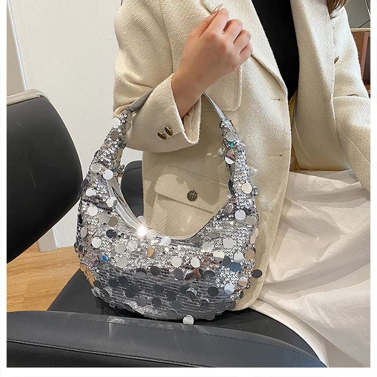 2024 New Super Shiny Temperament Premium Feeling Beaded Glitter Shoulder Underarm Evening Bag