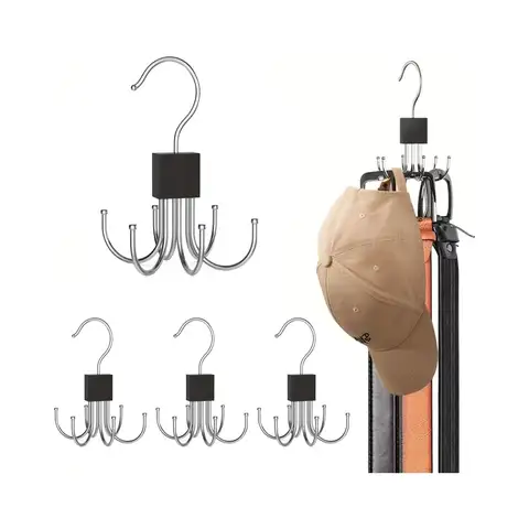 360° Rotatable Multi-Claw Storage Coat Hook Multifunctional Clothes Rack for Belt Bra Tank Top Tie Scarf Purse Hanger Organizer