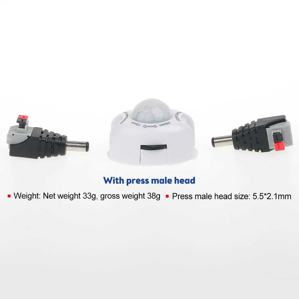 DC 5V 24V Sensor de movimiento interruptor de luz Detector de movimiento temporizador activado Sensor de movimiento para tira de luz LED