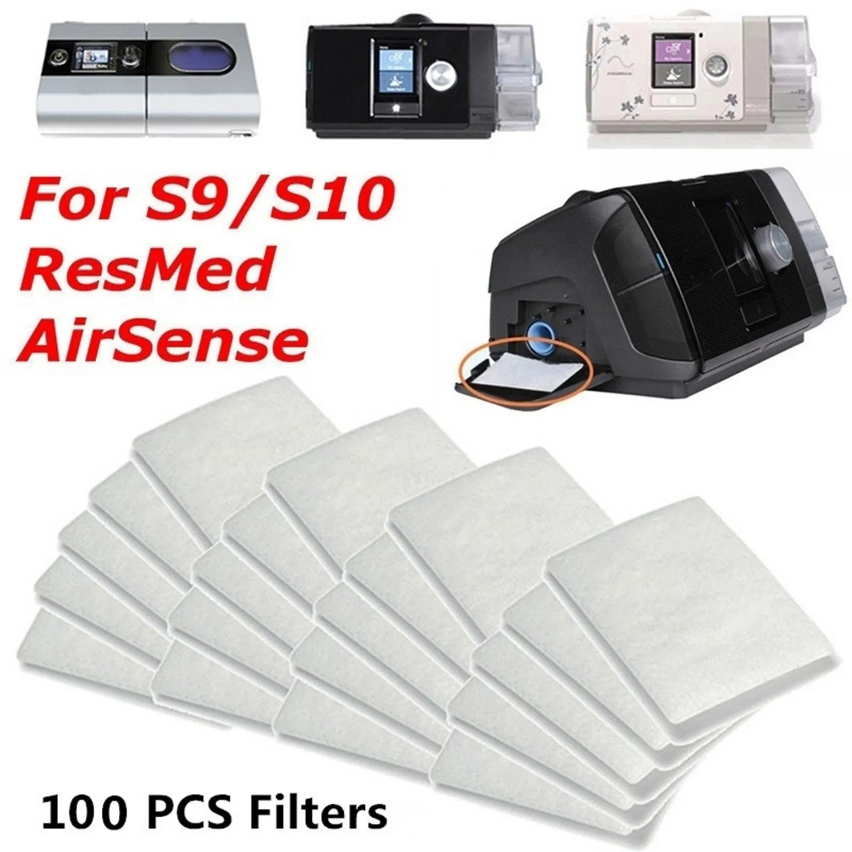 200Pcs S9/S10 CPAP Disposable Universal Replacement Filters For Resmed Airsense-New