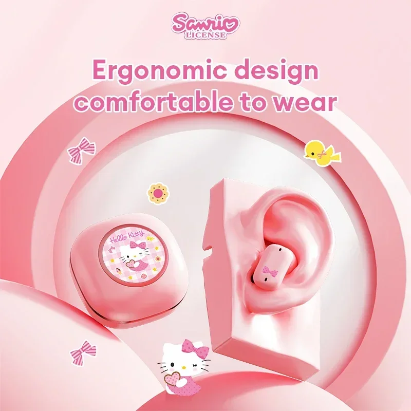 Sanrio BL62 Hello Kitty TWS bezprzewodowe słuchawki douszne Bluetooth V5.4 dźwięk HIFI słuchawki HD do rozmów długa wytrzymałość słuchawki śliczne Kuromi