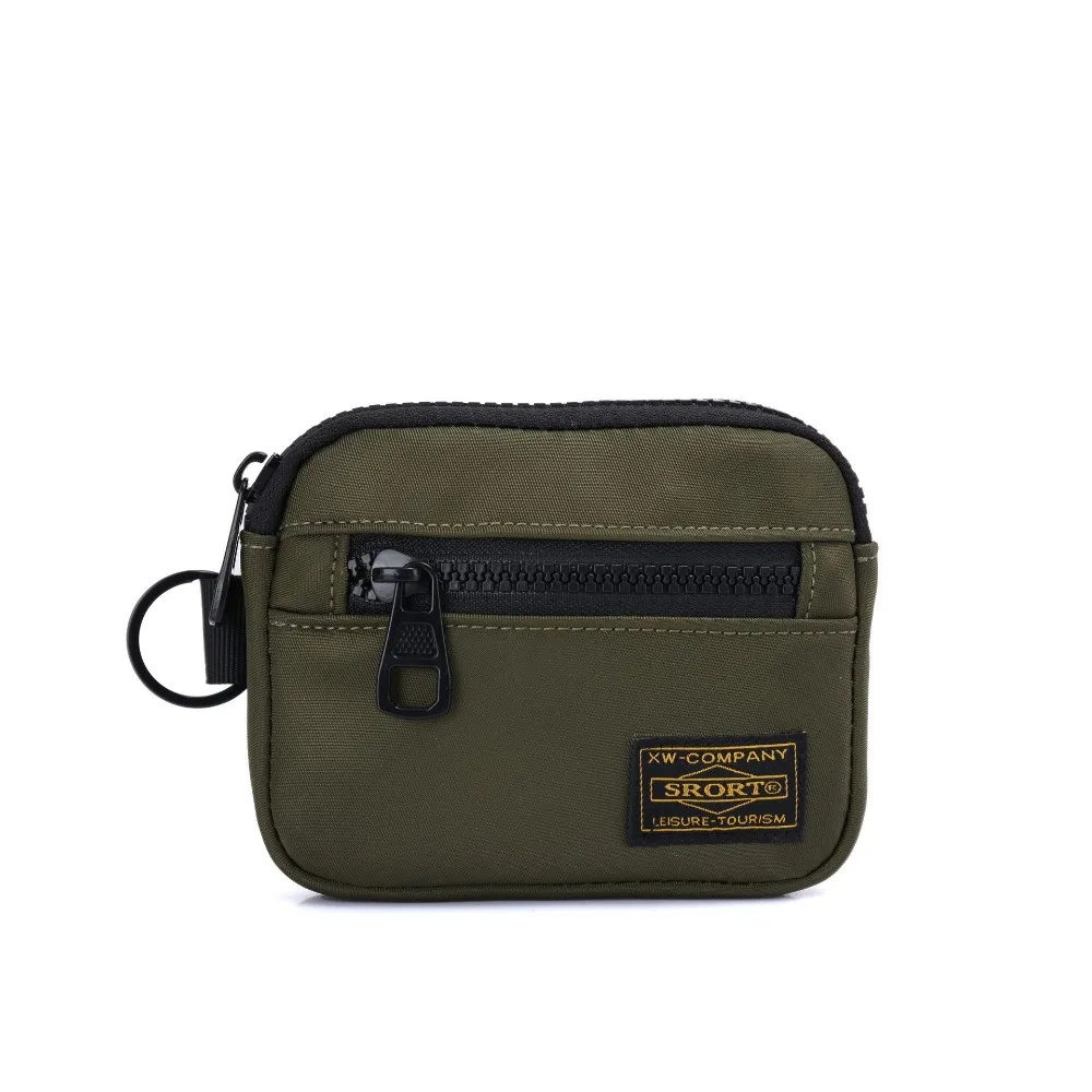 

Fashion Canvas Coin Purse Card Holder Solid Color Short Wallet Zipper Backpack Hanging Bag Male