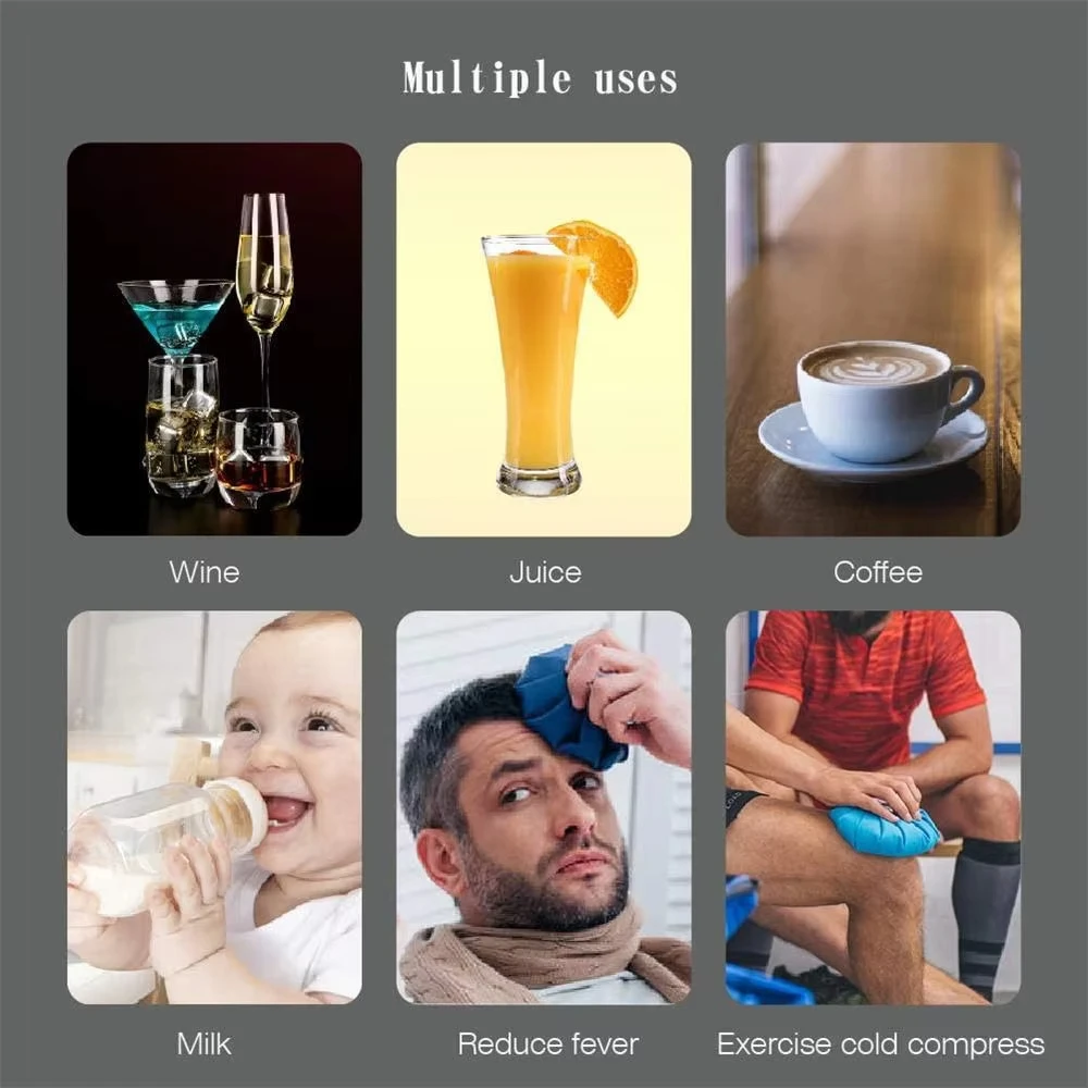 صخور تبريد معدنية ذهبية وفضية مكعبات ثلج قابلة لإعادة الاستخدام مكعبات ثلج من الفولاذ المقاوم للصدأ 304 مع صندوق تخزين للفودكا #6