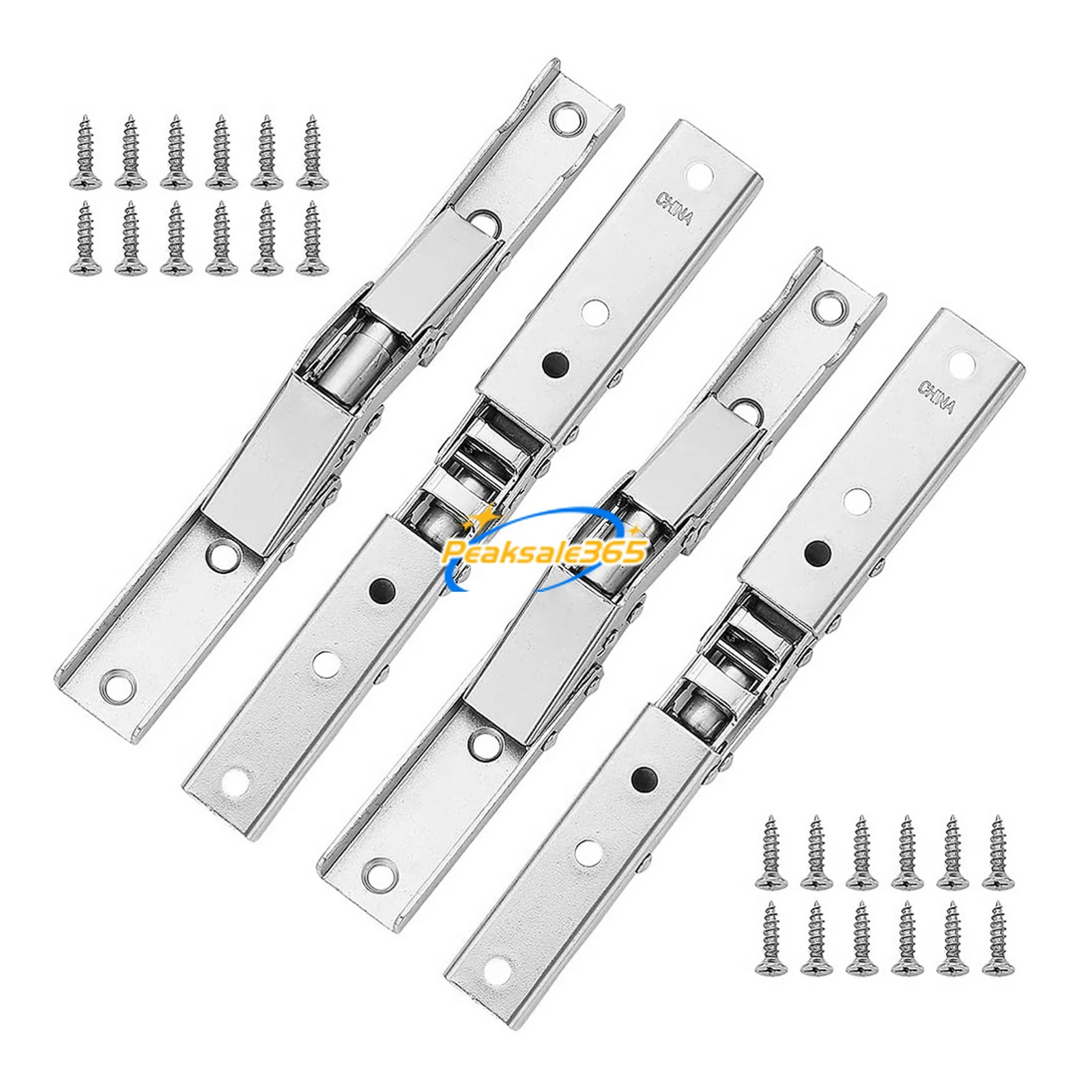 4pcs 90 Degree Self-Locking Folding Hinges w/screws Easy Install Hole-free Shelf/Door/Table Hidden Brackets Steel Furniture Part