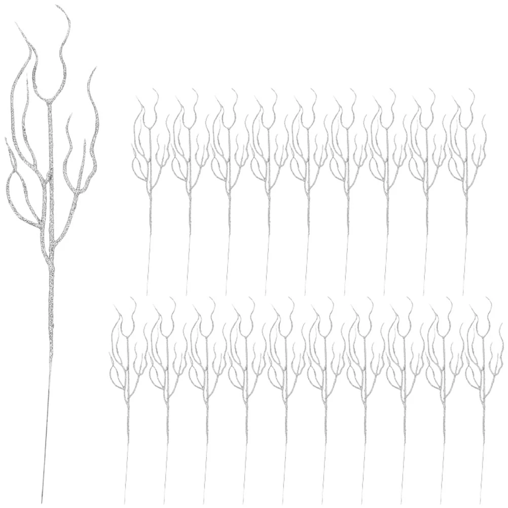 

20 Pcs Decoration of Vine Leaves Glitter Christmas Branches Twigs Tree