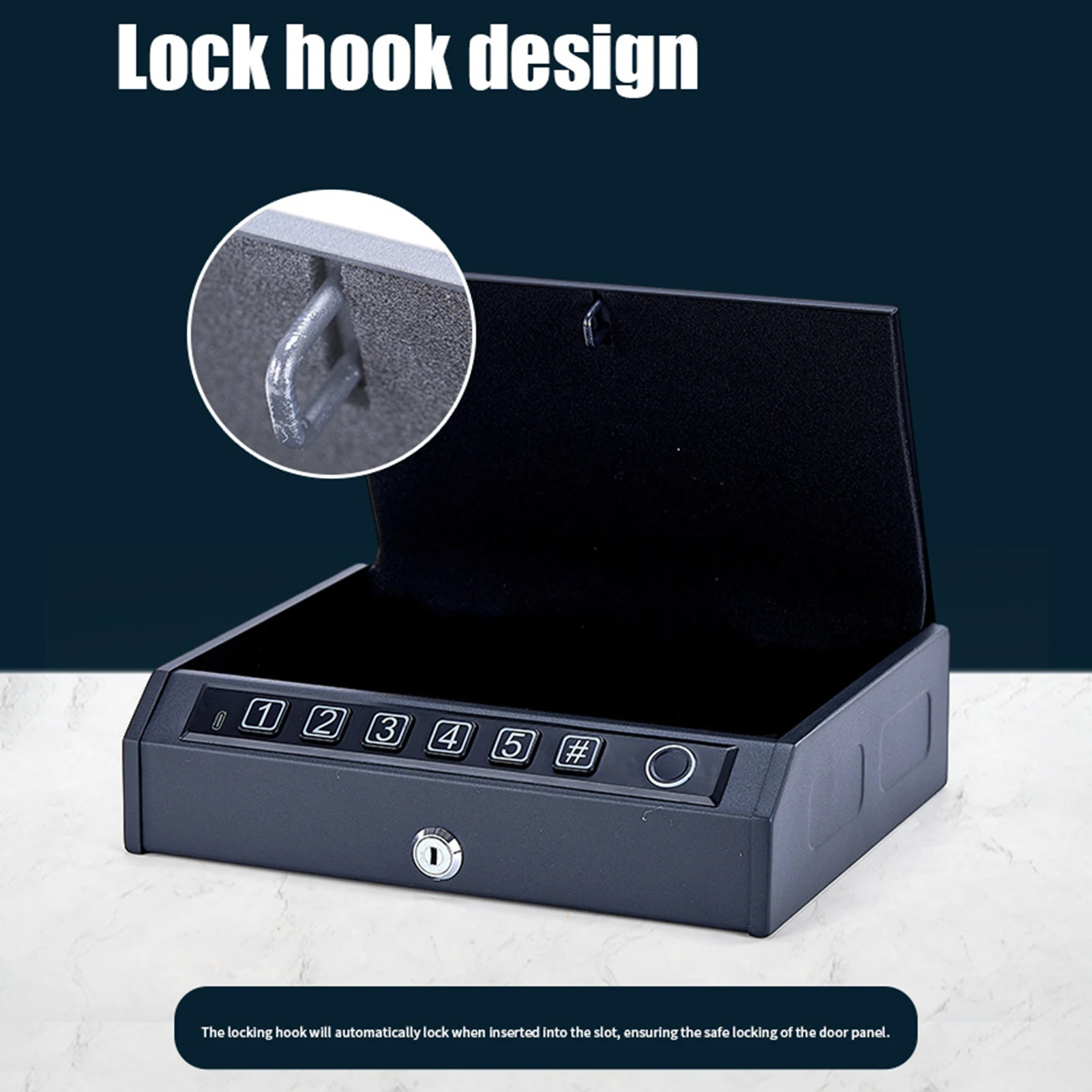 Small Safe Box Travel Lock Storage Firearms Safe Digit Password/Fingerprint/Key Security Locks for Passport Jelwery Cash Gold - view 6
