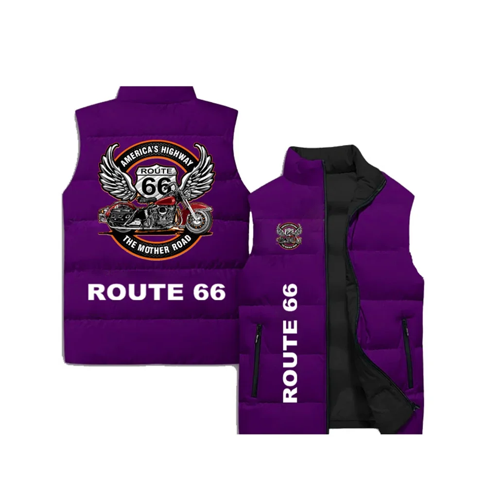 Men\'s New Sleeveless Tank Top 3D Printed Route 66 Logo Pattern Tank Top Fashion Outdoor Sports Jacket Motorcycle Off Road Jacket