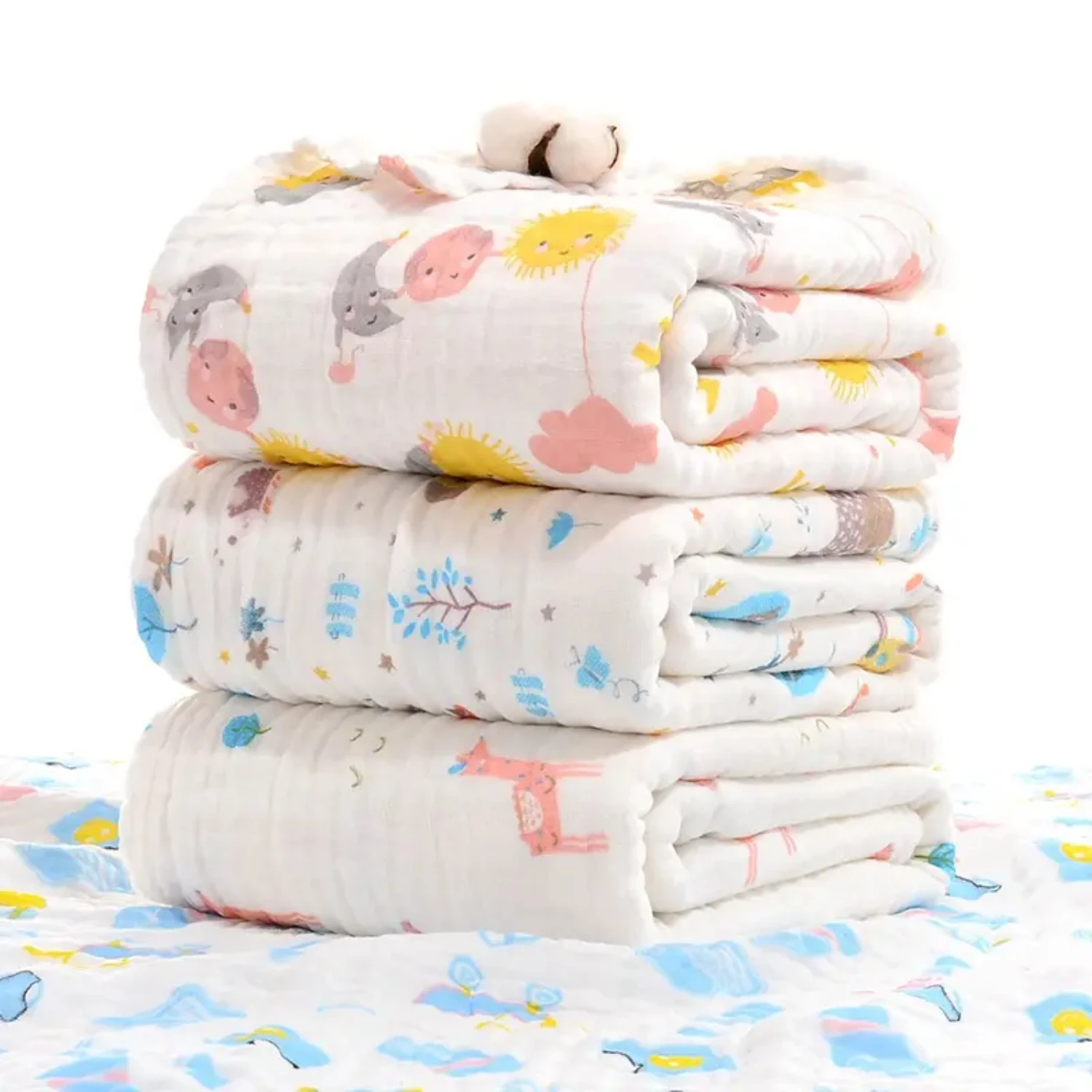 Ultimate Comfort and Warmth for Your Baby's Nursery - Soft, Cozy, and Luxurious 6-Layer Fluffy Pure Cotton Quilted Baby Blanket 