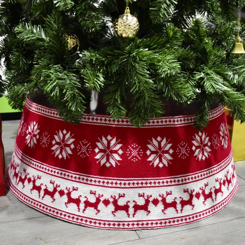 Knitted Christmas Tree Collar Snowflake Cable Knit Christmas Tree Collars for Artificial Trees Farmhouse Rustic Xmas Tree Ring