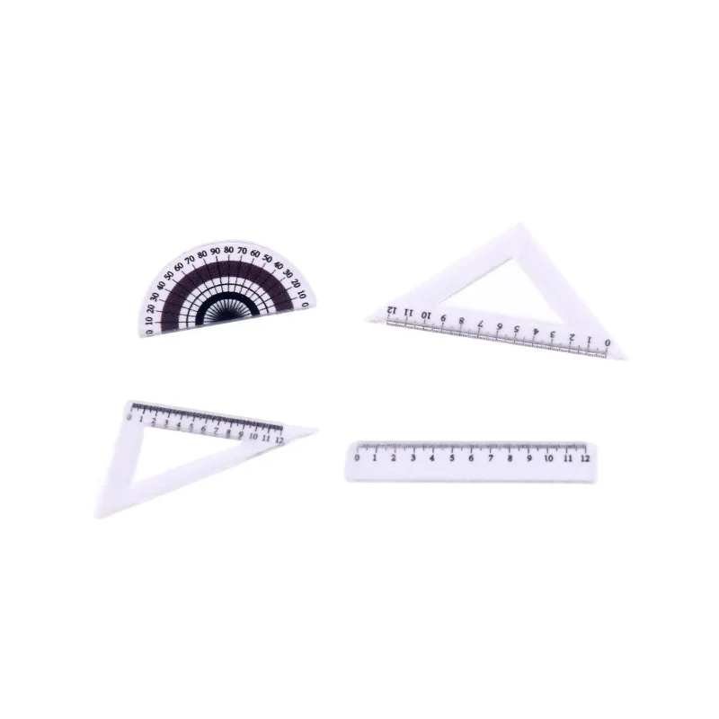 Dollhouse Plasitc Ruler Triangle Protractor Set Mini Miniature Simulation School Model Learning Supplies Landscape Accessories view 6