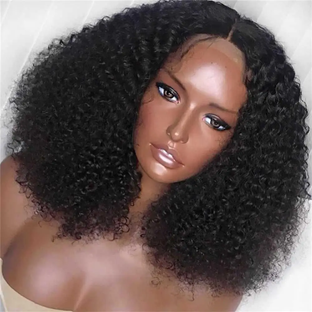 Short Bob Lace Frontal African Wig Women Small Curly Medium Length Wig Short Curly Fake Hair Head Cover