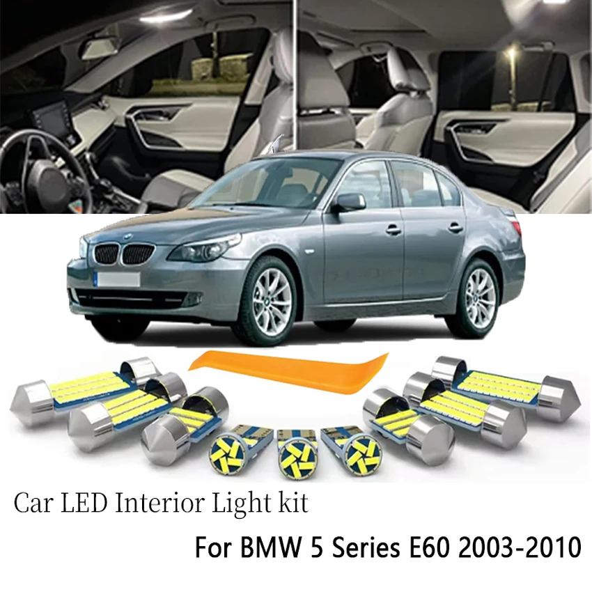 19Pcs For BMW 5 Series E60 Sedan 525 528 530 2003 2004 2005 2006 2007 2008 2009 2010 LED Bulbs Interior Light Kit Accessories