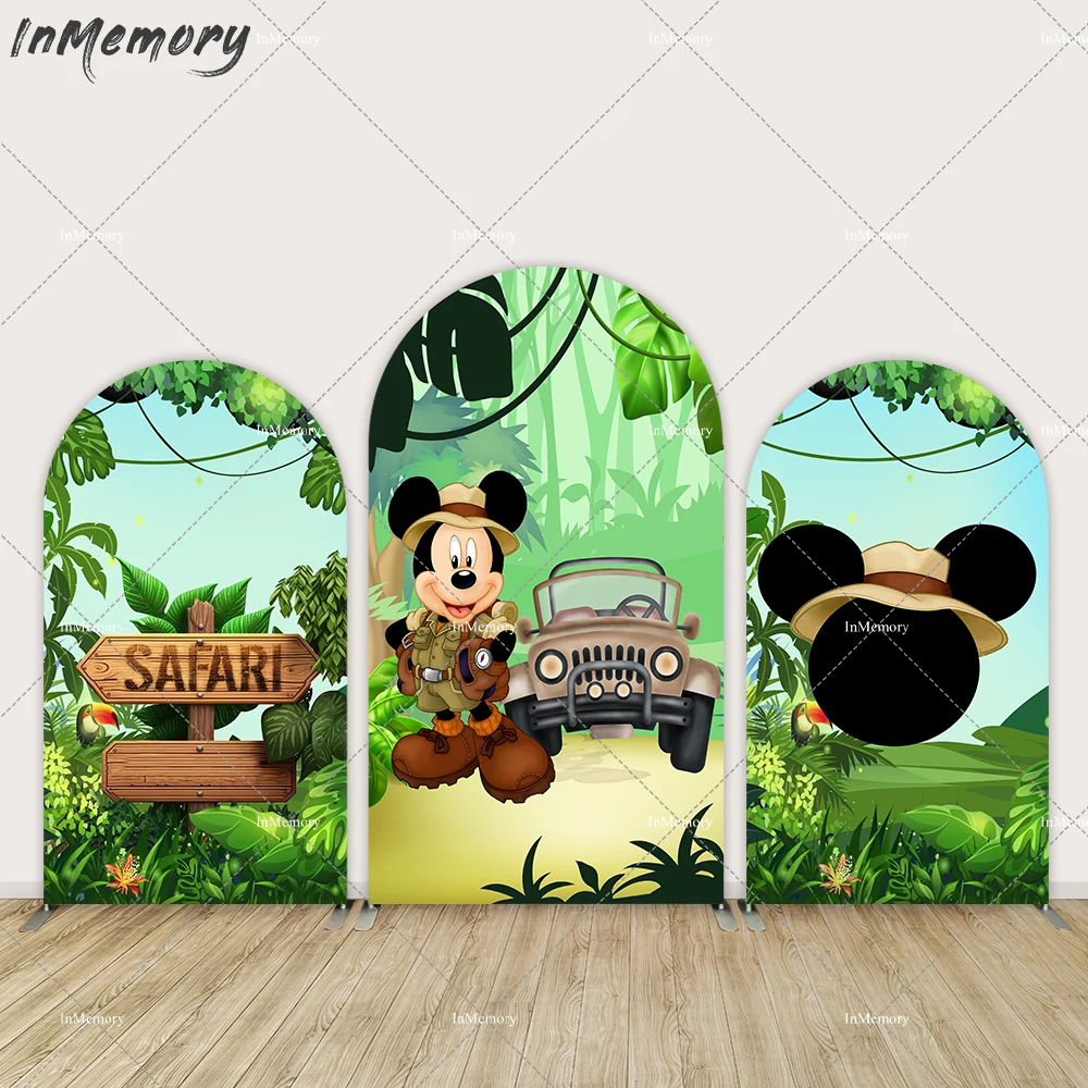 

Mickey Mouse Wild One Arched Backdrop Cover Safari Party Decoration Banner Wall Customize Baby Shower Background Photography