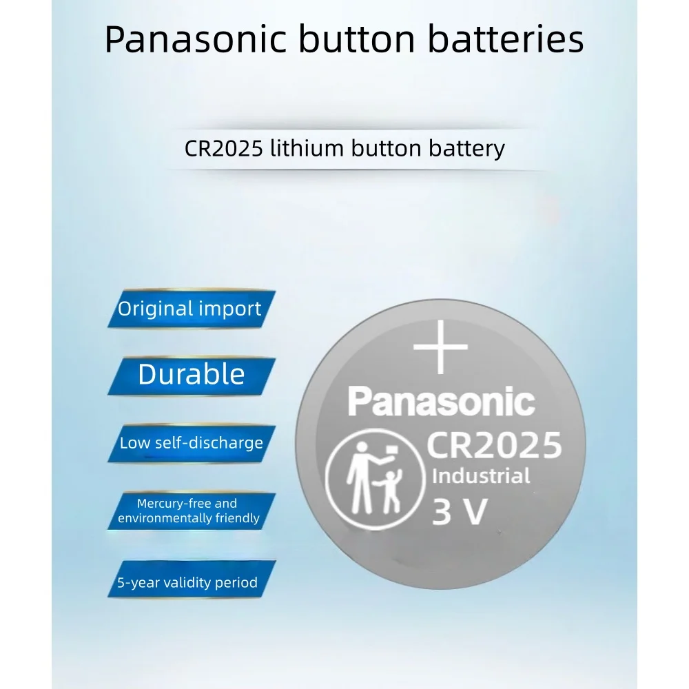Panasonic CR2025 3V Lithium Button Coin Battery Long Shelf Life Leak-Proof for Watch Car Key Remote Toys