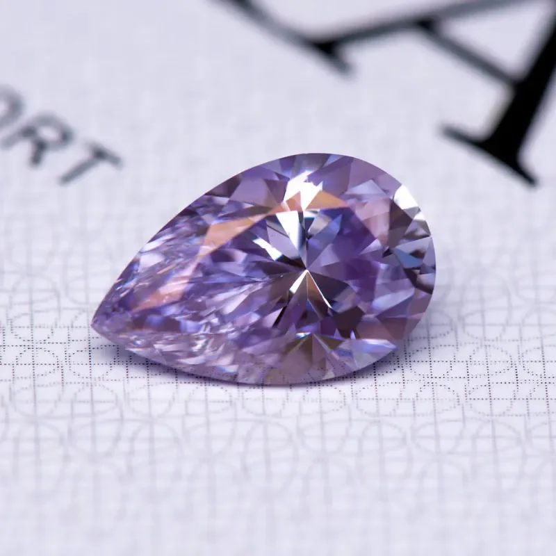 

Moissanite Loose Stone Light Purple Colour Pear Cut Lab Created Diamond Advanced Jewelry Making Materials with GRA Certificate