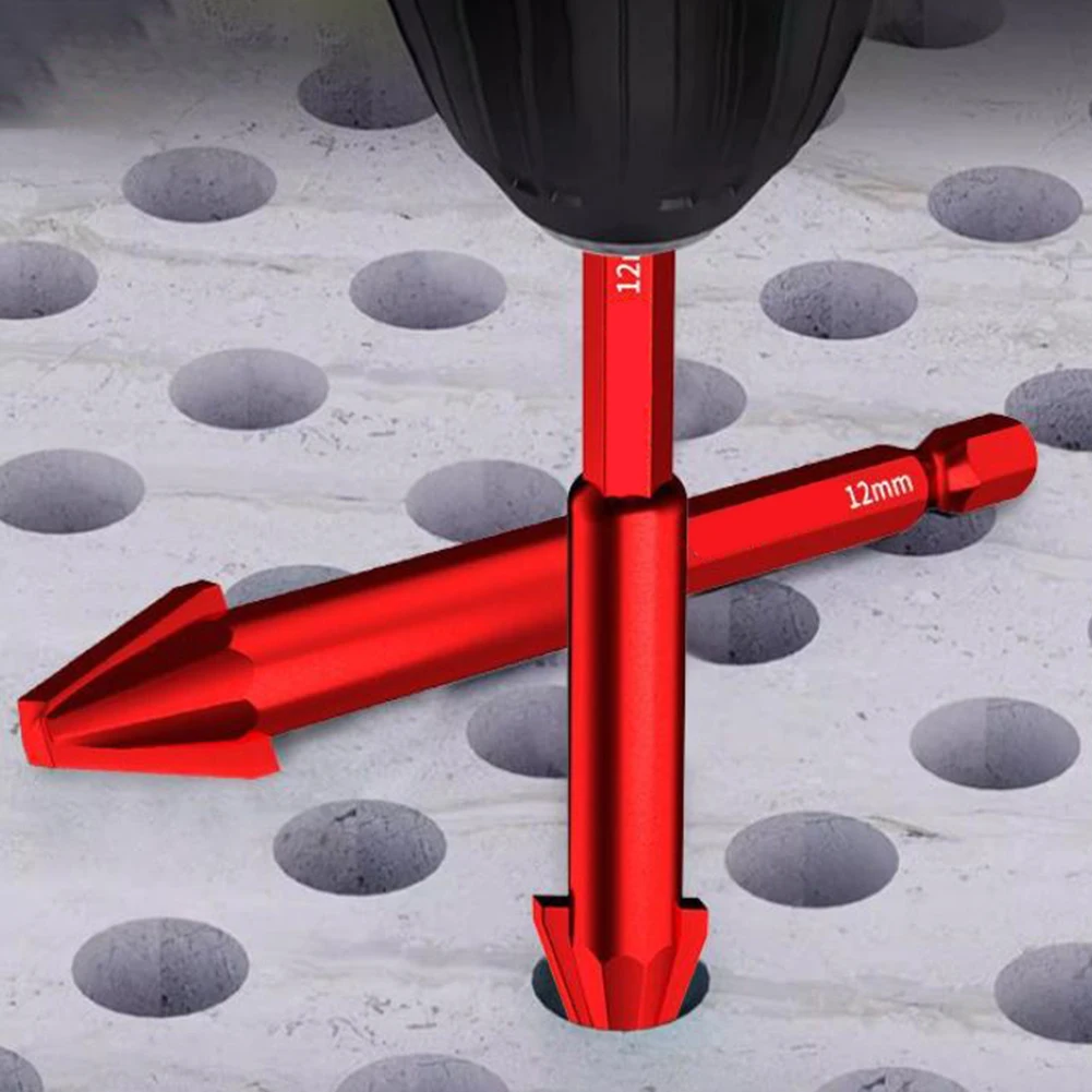 Broca excéntrica de 1/4 Uds., 6-12mm, perforación de azulejos de vidrio, losa de roca, broca triangular, vástago hexagonal para perforación de cerámica, plástico y madera