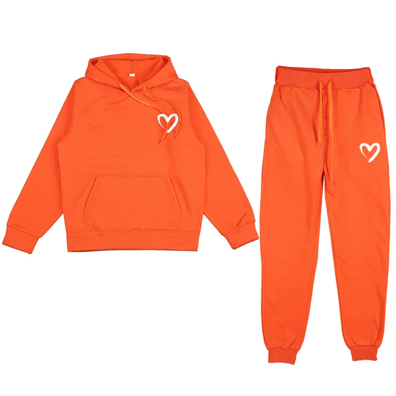 2023 omens Japan Luxury Brand Hoodie Set Heart-shaped Graphic Printing Hooded Sweatshirt Suits Oversized Tracksuit Streetwear