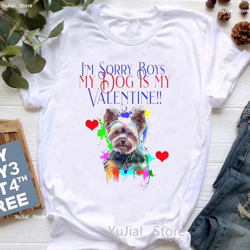 Koszulka ze złotym szczeniakiem słonecznikowym miłośnik psów dziewczęca Kawaii ubrania letnia modny Top koszula Femme Pug/Yorkie/damska T-Shirt hurtowa