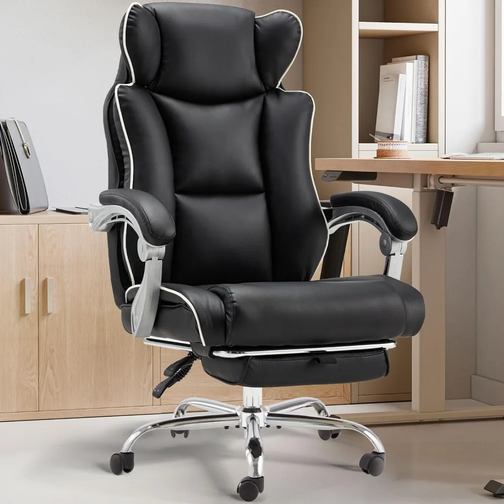 

Office Desk Chair with Foot Rest High Back Executive Office Chair for Heavy People PU Leather Computer Chair with Adjustable Bac