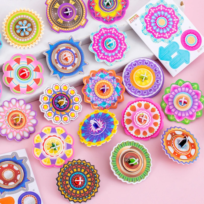 40Pcs DIY Mini 3D Paper Jigsaw Puzzles Gyro Spinning Top Zabawki dla dzieci Urodziny Party Favors Baby Shower Gift Pinata Fillers
