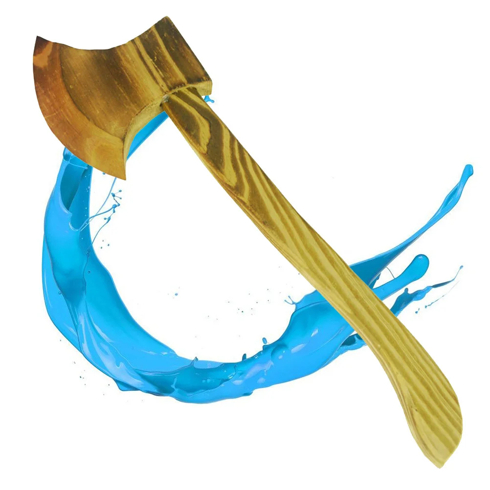 1 Stuks Houten Bijl Verkoolde Duurzaam Levensecht Gepolijst Veilig Hands-on Prop Halloween Kostuum Accessoire Decoratie Collectie