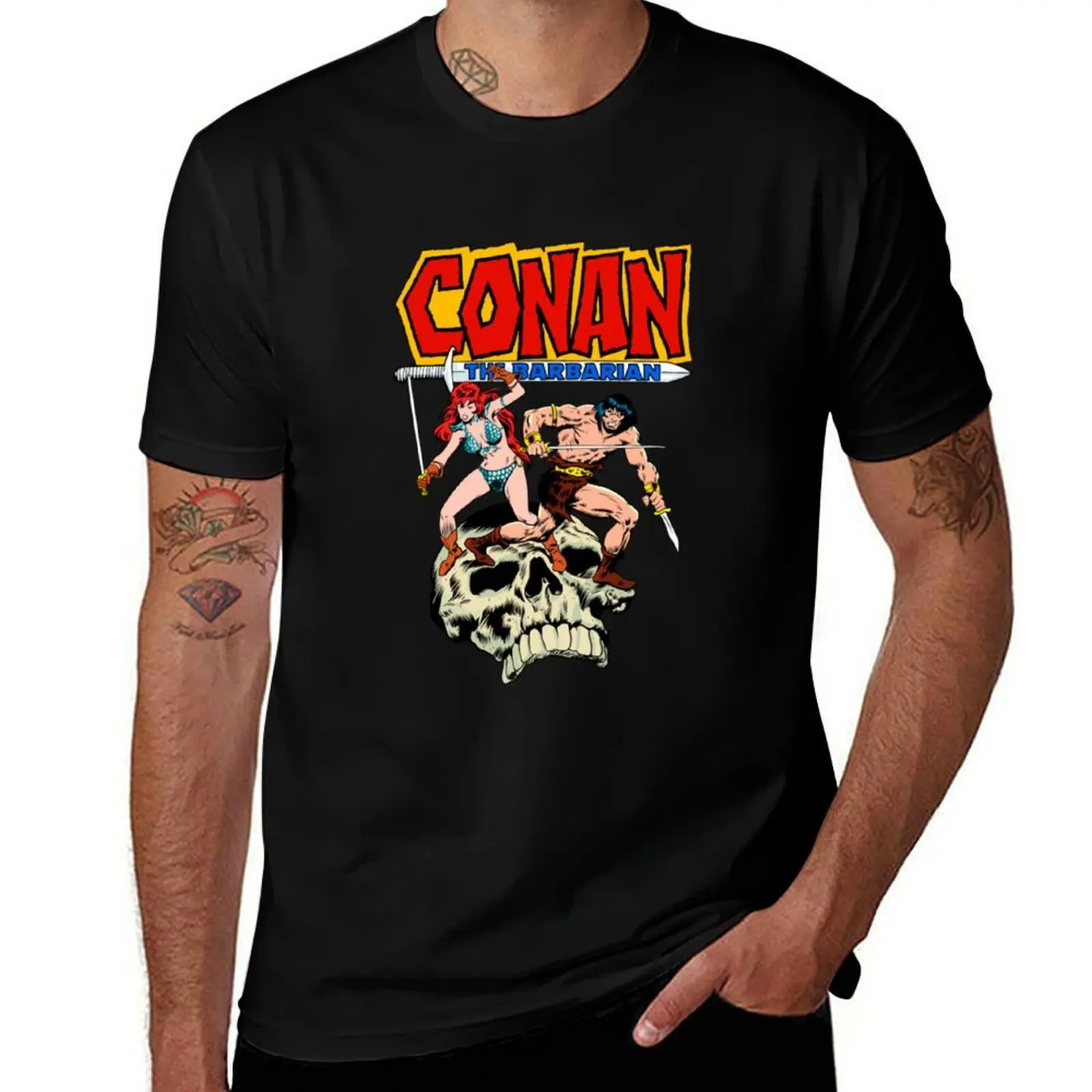 

Barbarian and Sonja T-Shirt cotton man t-shirts funny gifts vintage t shirts t shirts for men graphic