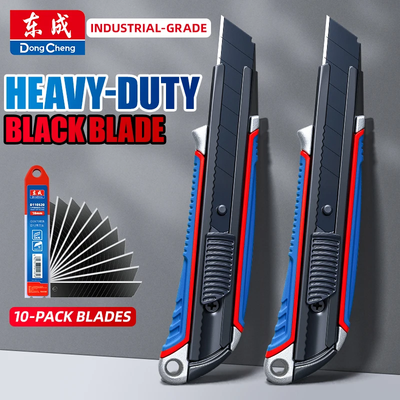 سكينة قابلة للسحب SK5 شديدة التحمل مع مقبض من سبائك الألومنيوم شفرة أوسع 18 مم لضروريات القطع المكتبية والمنزلية