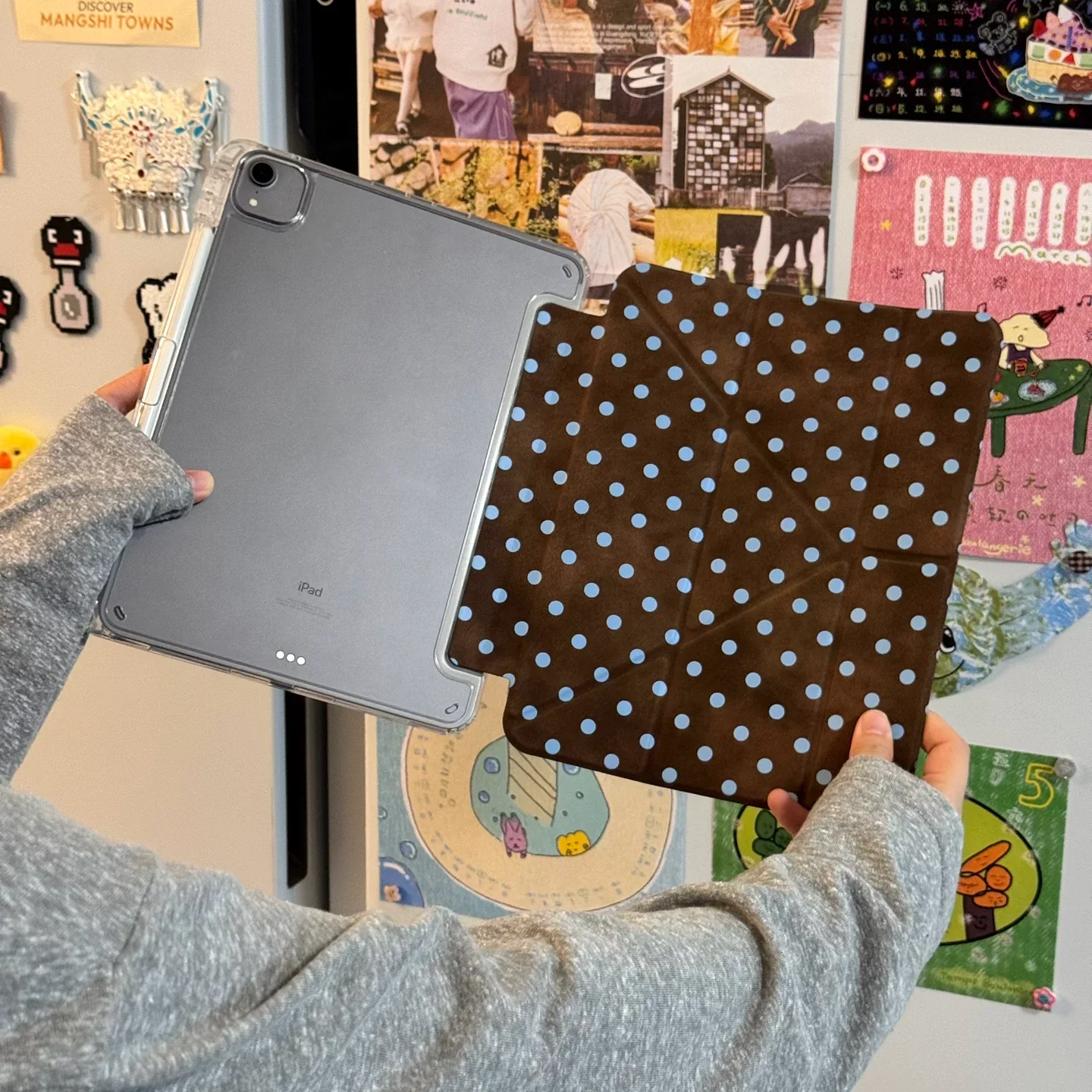 BroownPolka Dots Korea ins Cover For iPad 10th 11th Gen 7/8/9 10.2'' Start Case For Air 4 5 6 7 11 For Air 2 9.7 Pro 11 Mini 6 7