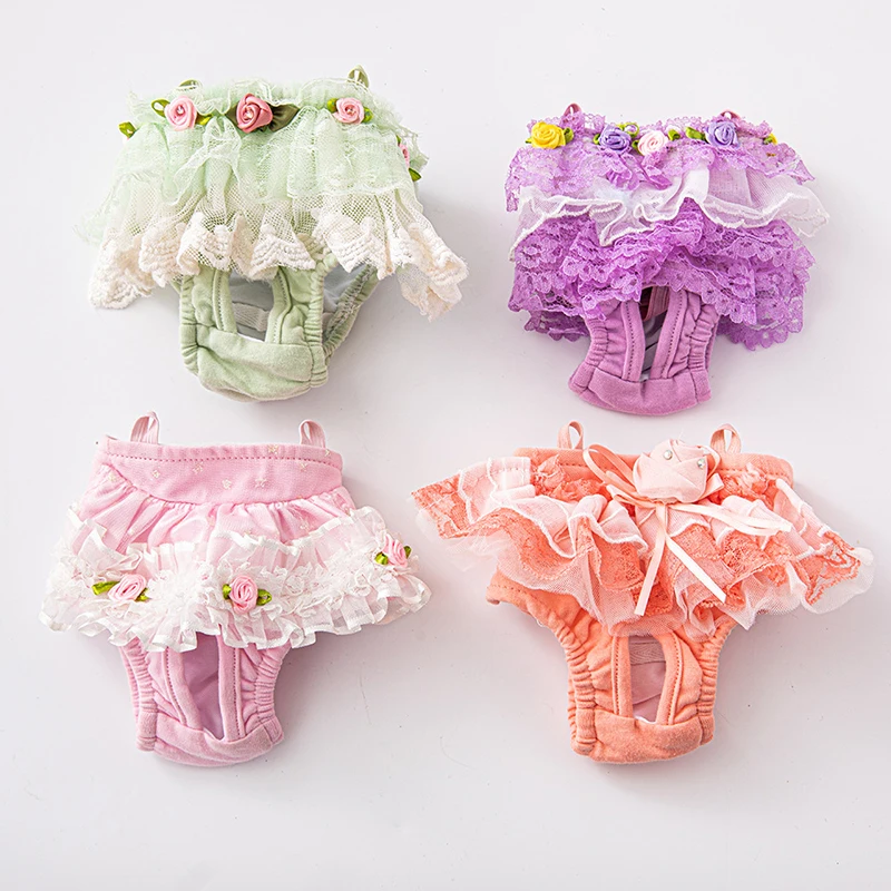 Cute Lace Female Pet Physiological Pants for Small Dogs Cats Anti Harassment Male Dog Safety Menstrual Pant mascotas Accessories