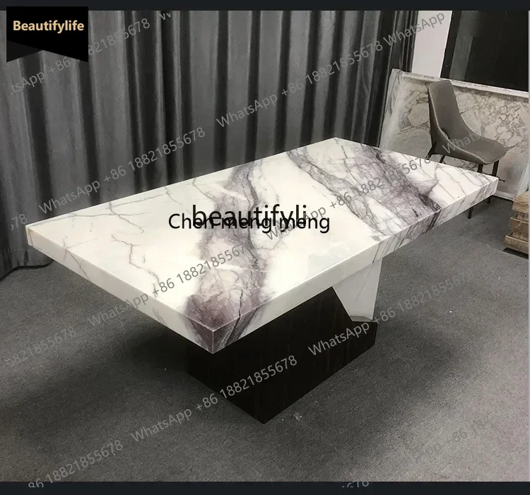 

Y183Natural marble dining table, simple modern light luxury imported stone dining tableQ