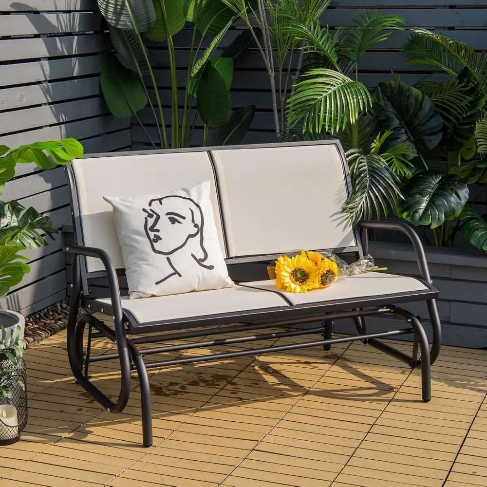 

Swing Glider Chair 48 Inch with Spacious Space, 2 People Swing Lounge Glider Chair Cozy Patio Bench Outdoor, Customized