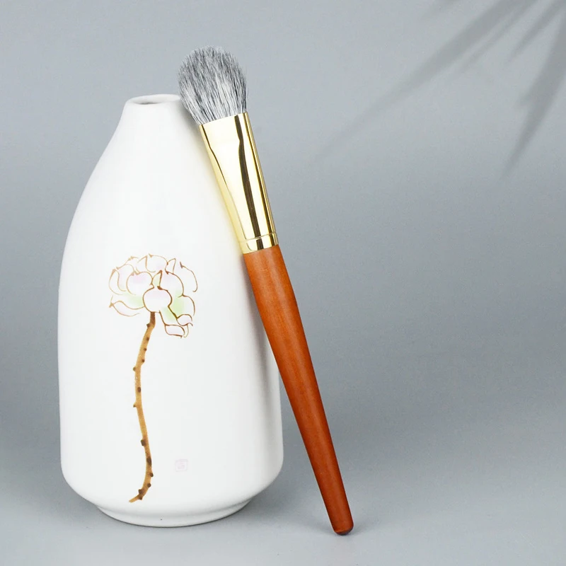 Pennello per fard per capelli naturali Dettaglio viso Ombra Pennelli per trucco Peli di capra Fard Bronzer Pro Strumenti cosmetici essenziali