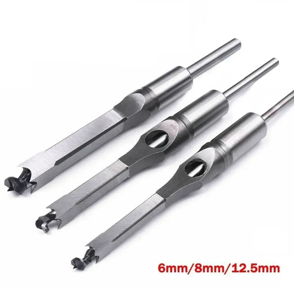 3Pcs Square Hole Auger Drill Bit Set Mortising Woodworking Saw Mortise Chisel Hole Saw Mortising Chisel Power Tools Drill Bits