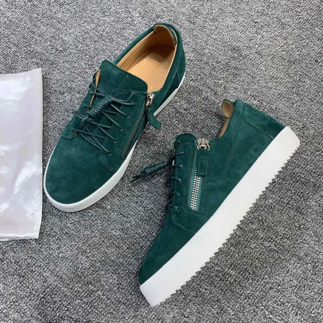 

Top Hight Quality Casual Sneakers For Men and Women Real Leather Brand Designer Unisex Tennis Shoes GZ Zipper Loafer Shoes G0013