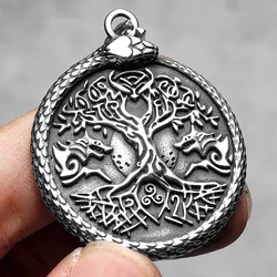 Viking Tree of Life Men Necklace Pendant Stainless Steel Jewelry For Male Women Retro Punk HipHop Accessories Gifts Wholesale