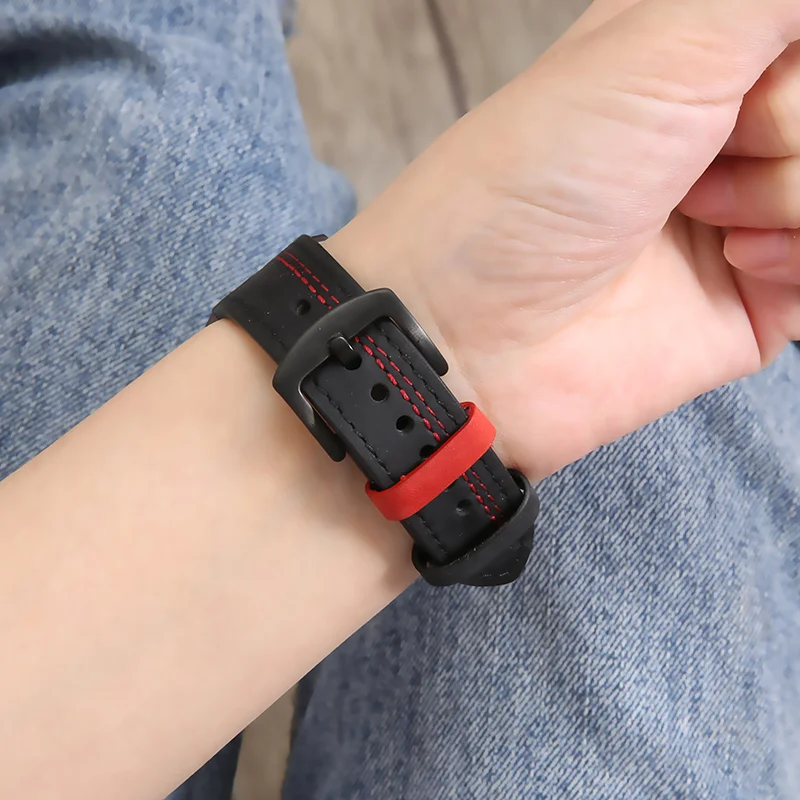 حزام ساعة جلدي لساعة سامسونج جالاكسي 8 40/44 ملم/ 8 كلاسيكي 46 ملم أساور معصم قابلة للتعديل لساعة سامسونج 8 سوار كوريا