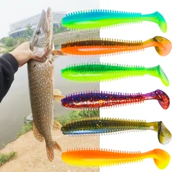 Señuelo de pesca suave de silicona con partículas, cebo de pesca Artificial, perca de Lucio, 80mm, 120mm