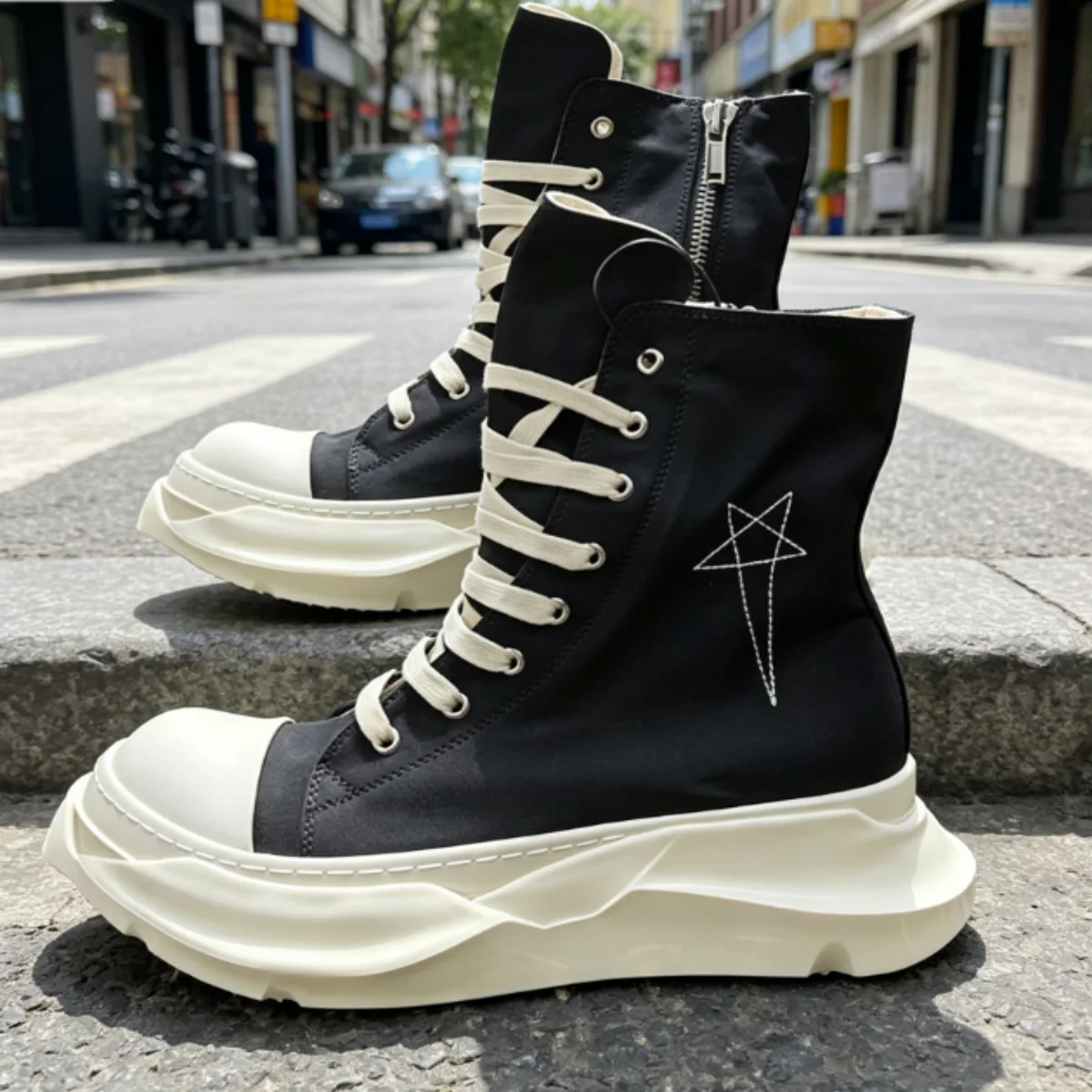 

New Men Black Canvas Low Top Shoe Height Increasing Platform Ankle Boots Canvas Sneakers Round Head Vintage Women Casual Shoes
