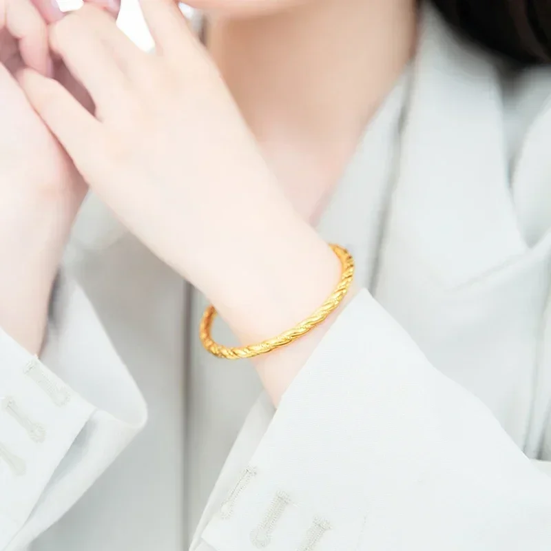 999 24K الذهب الأصفر الإسورة 3D الذهب حبل الإسورة الأزياء الإسورة 6G #3