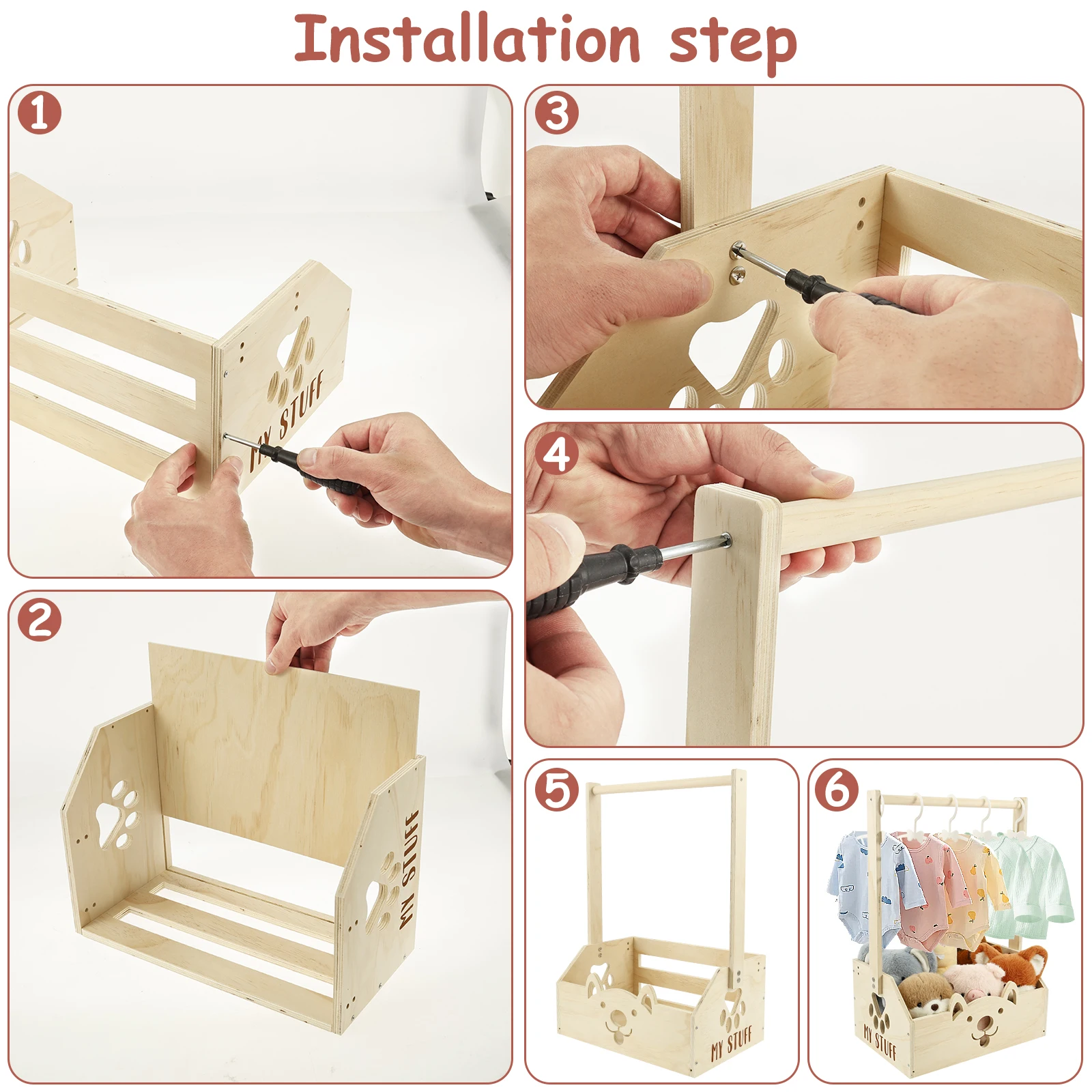 الخشب تخزين قفص استحمام الطفل الملابس سلة اللعب المنظم صندوق الأطفال المحمولة مقبض طويل بنين بنات سلة هدية