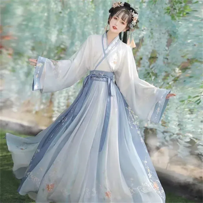 Hanfu المرأة الصينية التقليدية تأثيري الجنية زي سلالة سونغ القديمة Hanfu فستان رقص حجم كبير XL