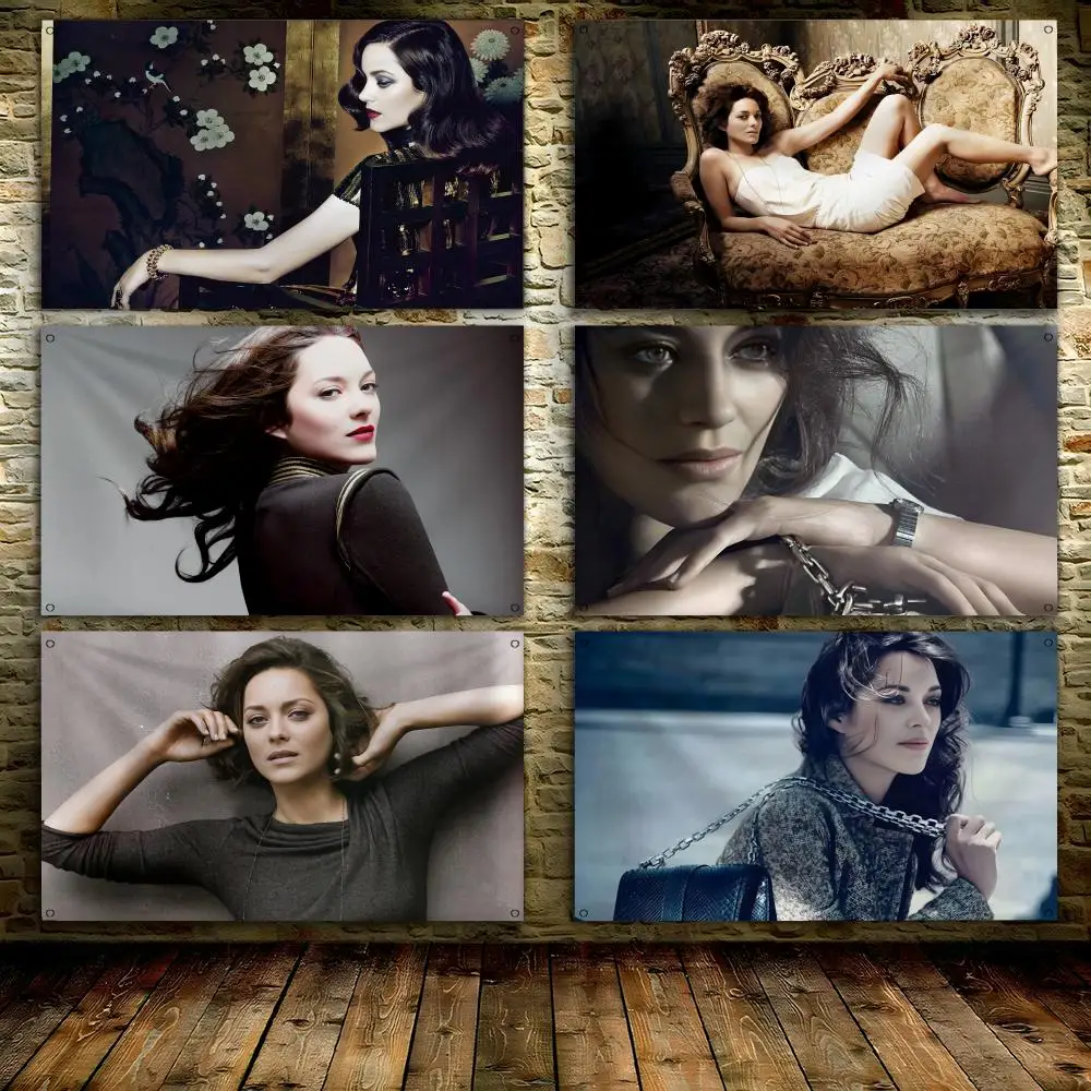 M-Marion Cotillard Fans Flags 3x5 Ft custom Banner for Garage Door room decor Wall Out Decoration With Metal buckle